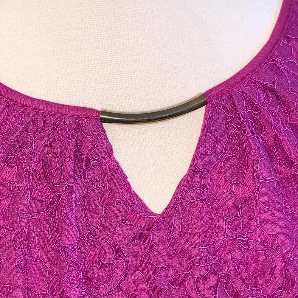 Lace Overlay Batwing Top Plus 1X Blouse Fairy Whimsigoth Purple Simply Emma - Picture 4 of 9